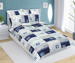 Bellatex Povlečení bavlněné 1 ks 140x200 cm + 1 ks 70x90 cm modré čtverce