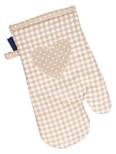 Chňapka RUKAVICE DEKORO pepito+srdce béžovobílá 14 x 31 cm