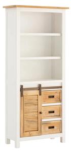 Masivní vysoká skříňka do koupelny Capera z borovice a MDF, lakovaná, bílá a hnědá – 80×35×180 cm