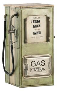 Masivní barový regál Gas Station z mangového dřeva a kovu, lakovaný, zelený – 48×50×102 cm