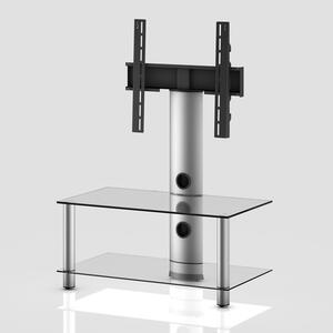 Televizní stolek NEO 80 (čiré sklo + stříbrné alu)
