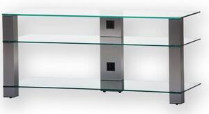 Tv stolek SONOROUS PL 3400 (čiré sklo + stříbrné alu)