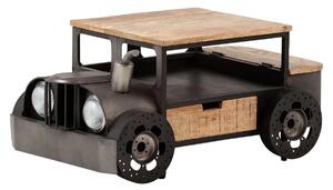 Masivní konferenční stolek Car II z mangového dřeva a kovu, lakovaný, šedý – 102×65×48 cm