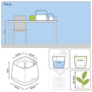 Samozavlažovací květináč Yula 14 cm, bílá + zelená