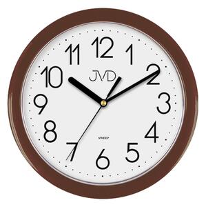 JVD Hnědé plastové nástěnné netikající tiché hodiny JVD sweep HP612.16