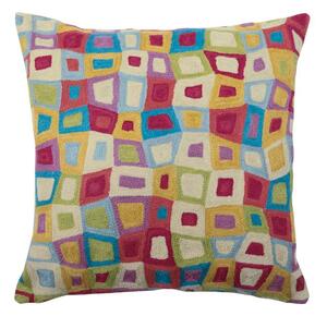 Povlak ART WOOL mozaika červenožlutá 45 x 45 cm