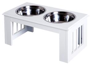 Miska na krmení pro psy z nerezové oceli, bílá, 58,4 x 30,5 x 25,4 cm D08-015WT