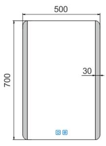 Nimco LED zrcadlo 21W, 50x70 cm se dvěma dotykovými senzory