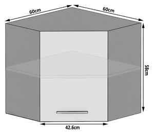 Kuchyňská skříňka Belini horní rohová 60 cm šedý mat TOR SGN60/1/WT/SR/0/B1