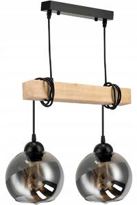BERGE Skleněná LED závěsná lampa Beam 2xE27 - kouřová koule