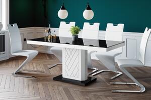 SALEM černobílý - Luxusní jídelní stůl v délce 120-170cm