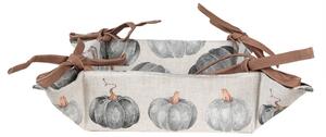 Šedo-béžový bavlněný košík na pečivo s dýněmi Country Style Pumpkin – 35x35x8 cm