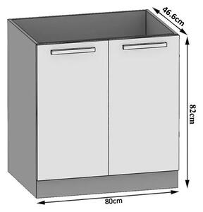 Kuchyňská skříňka Belini dřezová 80 cm bílý lesk bez pracovní desky INF SDZ80/0/WT/W/0/B1