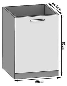 Kuchyňská skříňka Belini dřezová 60 cm bílý lesk bez pracovní desky INF SDZ60/0/WT/W/0/B1