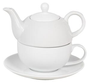 Bílý keramický Tea For One (šálek na čaj s konvičkou) – 350 ml