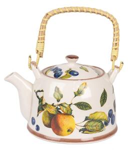 Porcelánová konvička na čaj se sítkem s motivem větviček s ovocem – 800 ml