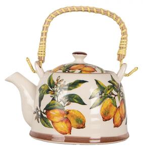 Porcelánová konvička na čaj se sítkem s motivem citronů – 800 ml