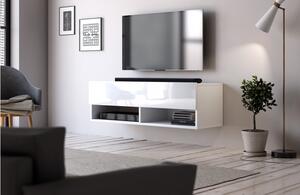 Závěsný TV stolek DANTE 100cm bílý lesk/mat