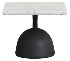 Bílý terrazzo zahradní stolek Kave Home Saura 44 x 44 cm s černou podnoží