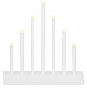 LED vánoční svícen - 7 svíček, 20cm, 3xAA, bílý