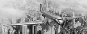 Panoramatická fototapeta - Letadlo nad městem + zdarma lepidlo