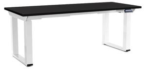 Výškově nastavitelný stůl OfficeTech Strong 180 x 80 cm, bílá podnož, černá