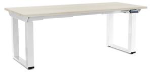 Výškově nastavitelný stůl OfficeTech Strong 180 x 80 cm, bílá podnož, bílý jasan