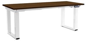 Výškově nastavitelný stůl OfficeTech Strong 180 x 80 cm, bílá podnož, ořech