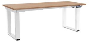 Výškově nastavitelný stůl OfficeTech Strong 180 x 80 cm, bílá podnož, dub