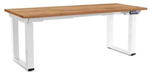Výškově nastavitelný stůl OfficeTech Strong 180 x 80 cm, bílá podnož, dub kraft