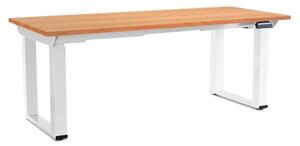Výškově nastavitelný stůl OfficeTech Strong 180 x 80 cm, bílá podnož, buk