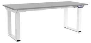 Výškově nastavitelný stůl OfficeTech Strong 180 x 80 cm, bílá podnož, světle šedá