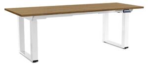 Výškově nastavitelný stůl OfficeTech Strong 200 x 80 cm, bílá podnož, dub kamenný