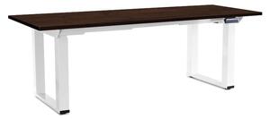 Výškově nastavitelný stůl OfficeTech Strong 200 x 80 cm, bílá podnož, wenge