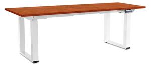 Výškově nastavitelný stůl OfficeTech Strong 200 x 80 cm, bílá podnož, třešeň