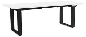 Výškově nastavitelný stůl OfficeTech Strong 200 x 80 cm, černá podnož, bílá