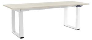 Výškově nastavitelný stůl OfficeTech Strong 200 x 80 cm, bílá podnož, bílý jasan