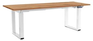 Výškově nastavitelný stůl OfficeTech Strong 200 x 80 cm, bílá podnož, dub kraft