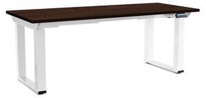 Výškově nastavitelný stůl OfficeTech Strong 180 x 80 cm, bílá podnož, wenge