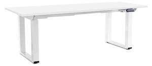Výškově nastavitelný stůl OfficeTech Strong 200 x 80 cm, bílá podnož, bílá