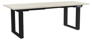 Výškově nastavitelný stůl OfficeTech Strong 200 x 80 cm, černá podnož, bílý jasan