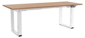 Výškově nastavitelný stůl OfficeTech Strong 200 x 80 cm, bílá podnož, dub