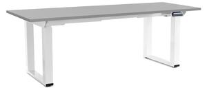 Výškově nastavitelný stůl OfficeTech Strong 200 x 80 cm, bílá podnož, světle šedá