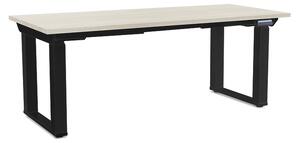 Výškově nastavitelný stůl OfficeTech Strong 180 x 80 cm, černá podnož, bílý jasan