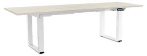 Výškově nastavitelný stůl OfficeTech Strong 240 x 80 cm, bílá podnož, bílý jasan