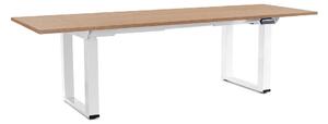 Výškově nastavitelný stůl OfficeTech Strong 240 x 80 cm, bílá podnož, dub