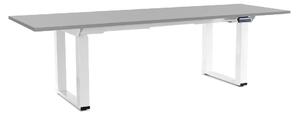 Výškově nastavitelný stůl OfficeTech Strong 240 x 80 cm, bílá podnož, světle šedá