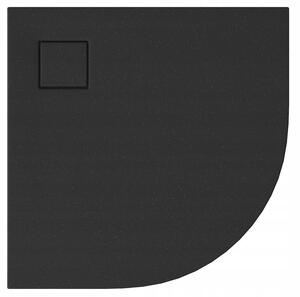 Cersanit Tako Slim, čtvrtkruhová akrylátová sprchová vanička 90x90x4 cm + černý sifon, černá, S932-164