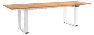 Výškově nastavitelný stůl OfficeTech Strong 240 x 80 cm, bílá podnož, buk