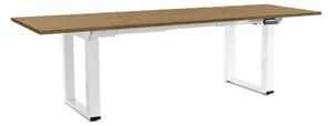 Výškově nastavitelný stůl OfficeTech Strong 240 x 80 cm, bílá podnož, dub kamenný